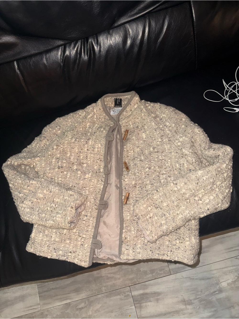 Norm Thompson Cream Bouclé Toggle Jacket